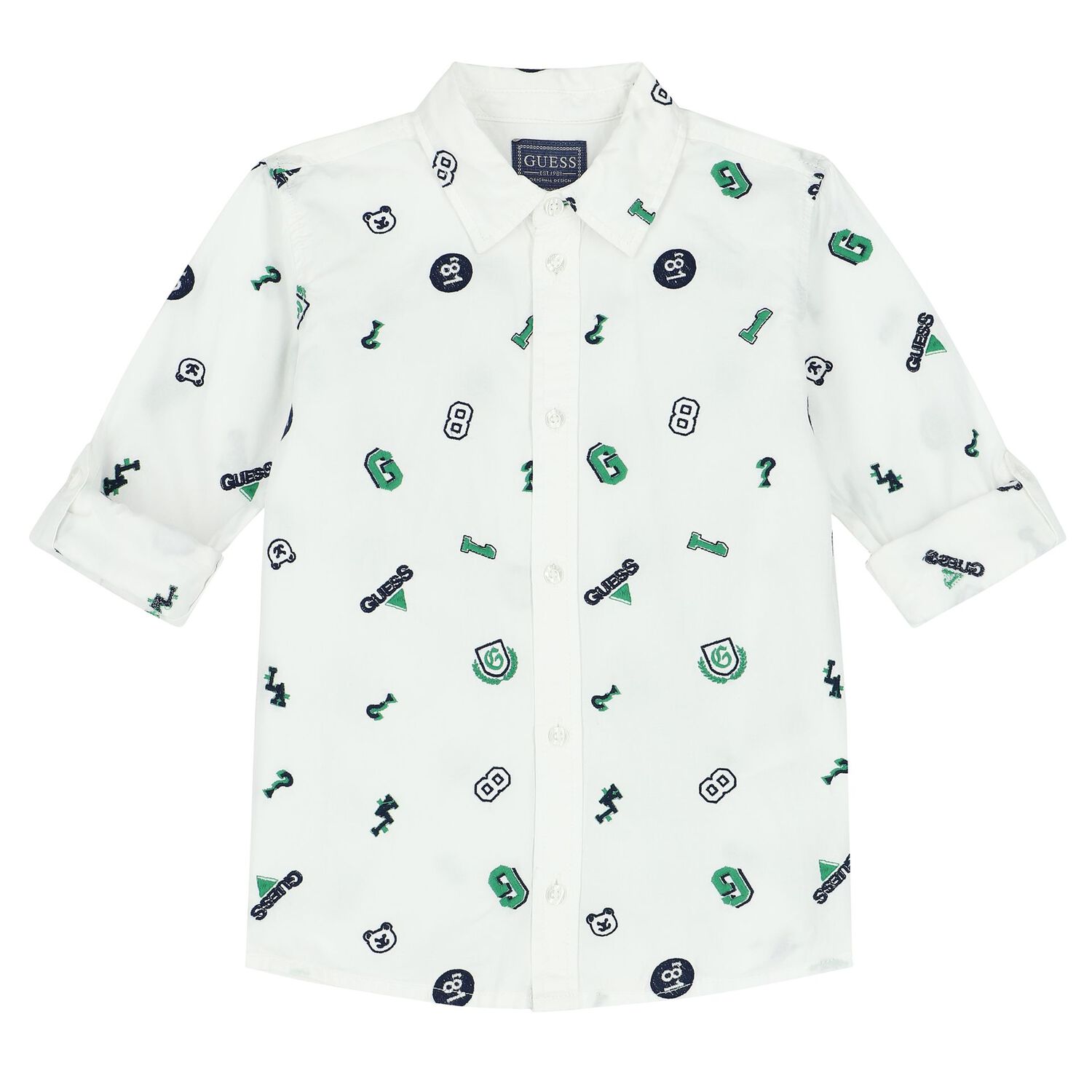 Boys White Logo Shirt, 1, hi-res image number null