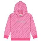 Girls Pink Logo Hooded Top, 1, hi-res