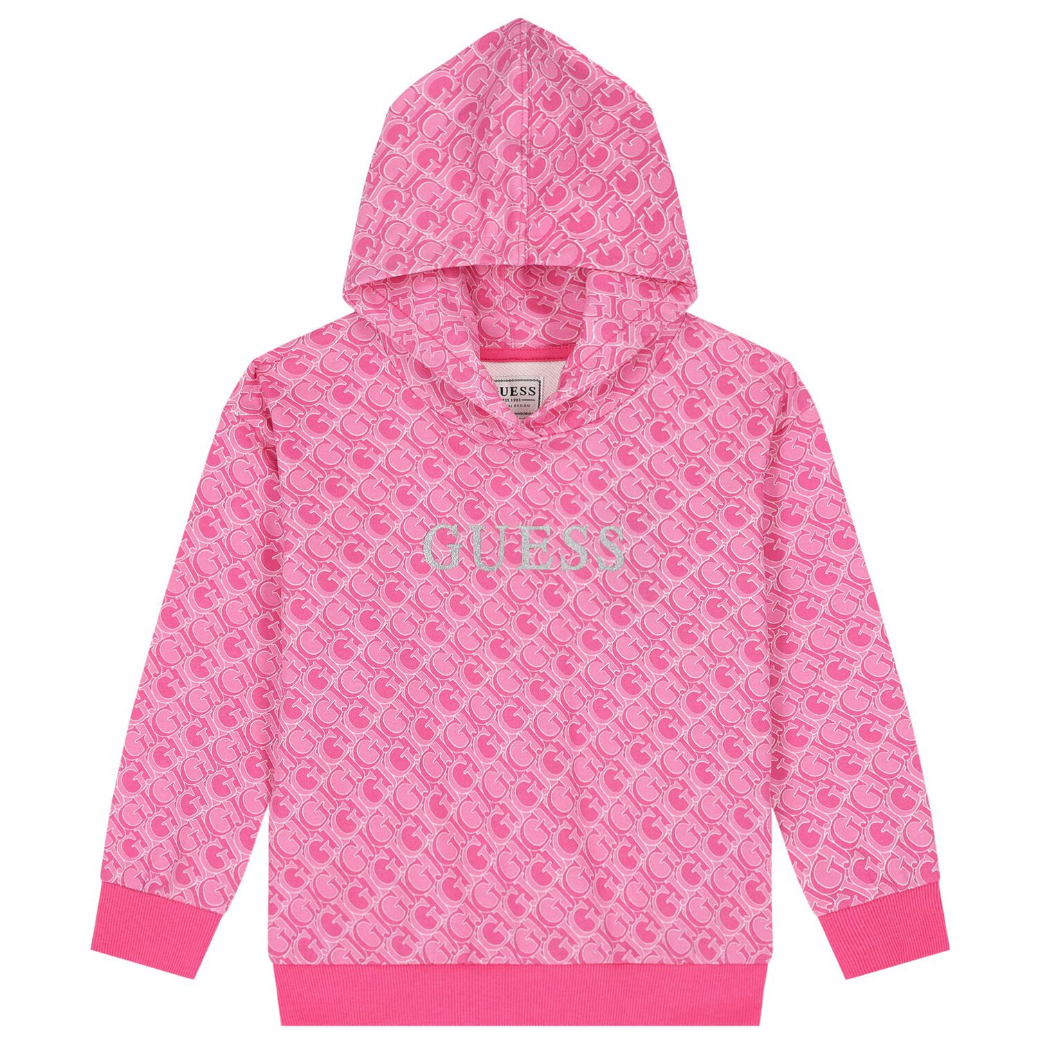 Girls Pink Logo Hooded Top, 1, hi-res image number null
