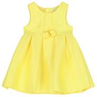 Younger Girls Yellow Satin Dress, 1, hi-res