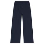 Girls Navy Blue Logo Trousers, 1, hi-res
