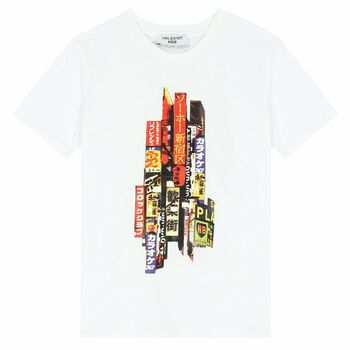 Boys White Graphic Print T-shirt