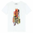 Boys White Graphic Print T-shirt, 1, hi-res