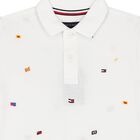 Boys White Flag Embroidery Polo Shirt, 1, hi-res