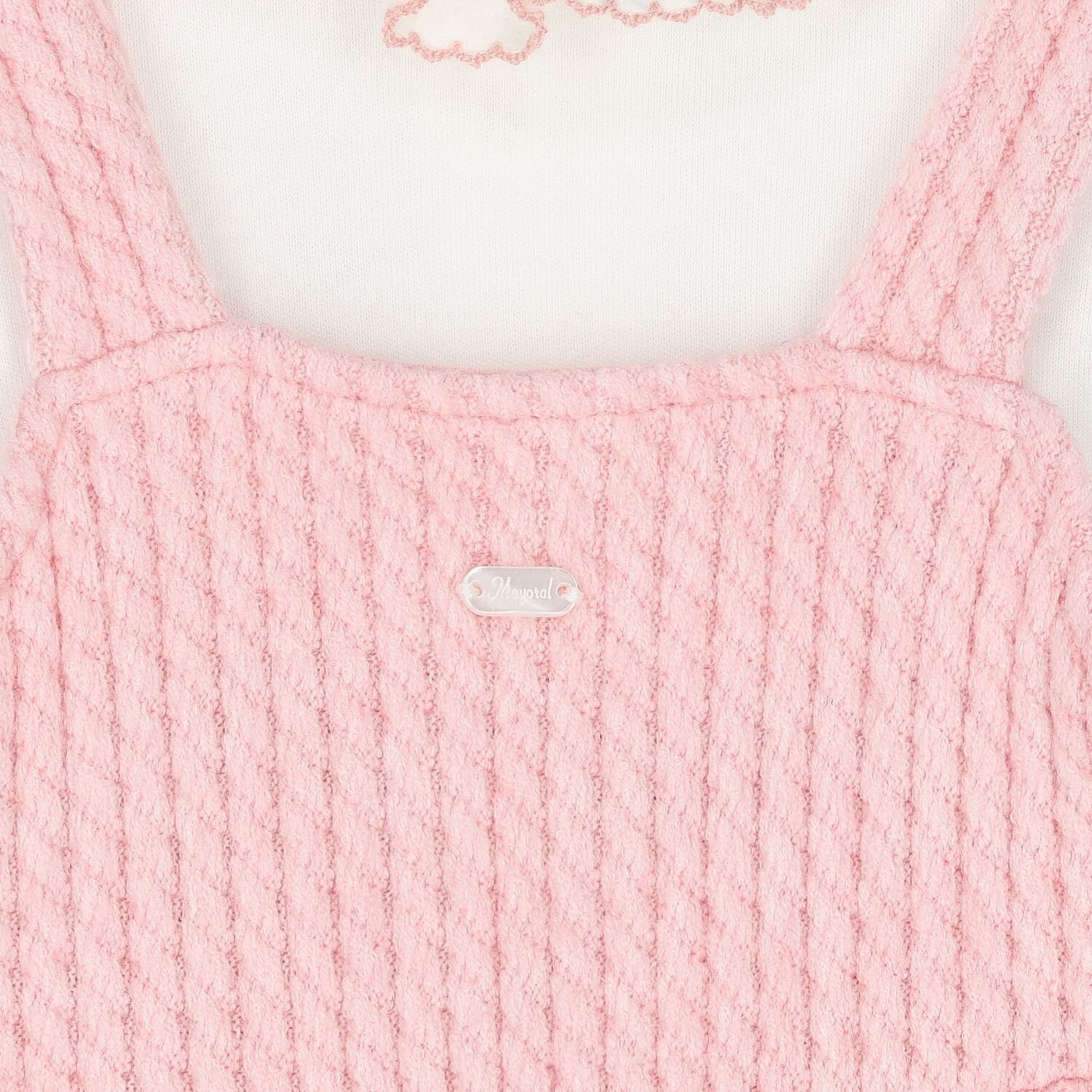 طقم أفرول  بنات هدايا بالشعار باللون  الأبيض و الوردي, 1, hi-res