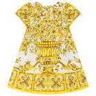 Baby Girls White & Yellow Majolica Dress Set, 1, hi-res