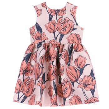 Girls Pink Brocade Dress