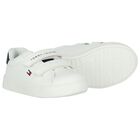 Boys White & Blue Logo Trainers, 1, hi-res