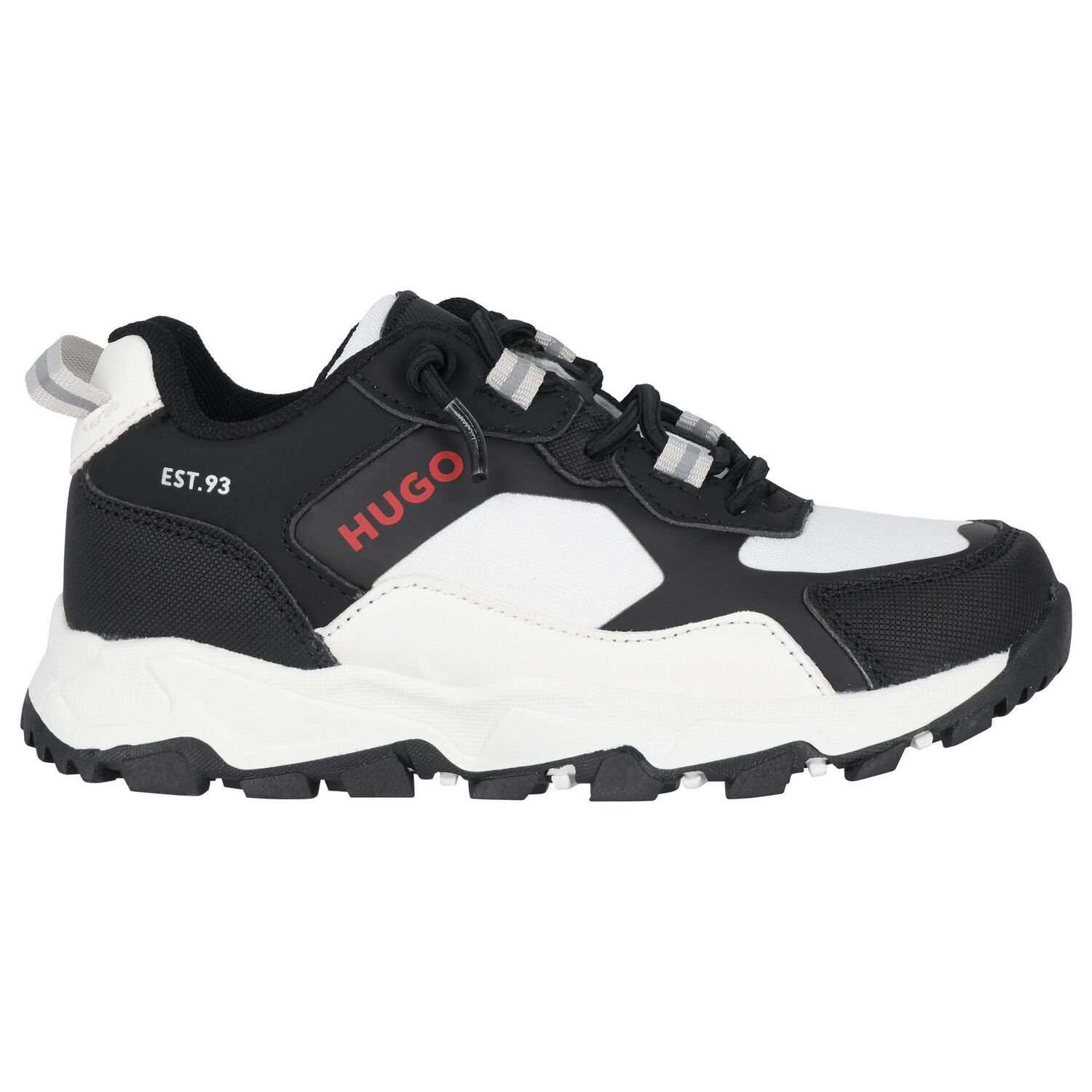 حذاء رياضي بشعار باللونين الأبيض والأسود للأولاد, 1, hi-res image number null