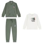 Boys Green & Ivory Skate Tracksuit Set, 1, hi-res