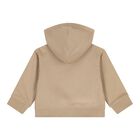 Beige Check Logo Baby Hooded Zip Up Top, 1, hi-res