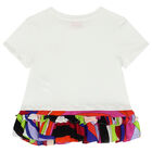  تيشيرت بنات بالشعار باللون العاجي, 1, hi-res