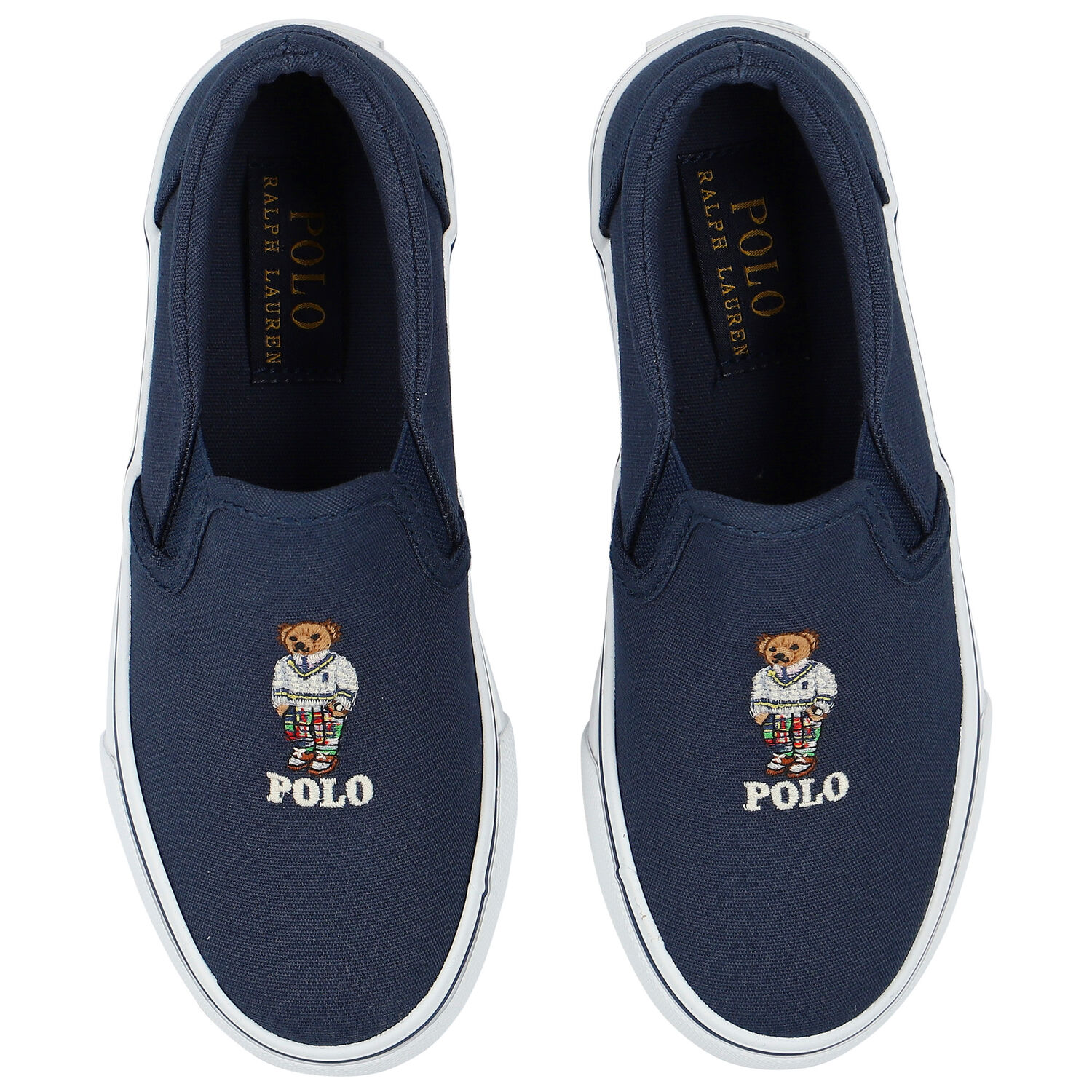 Boys Navy Polo Bear Trainers, 1, hi-res