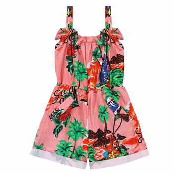 Girls Pink Printed Playsuit