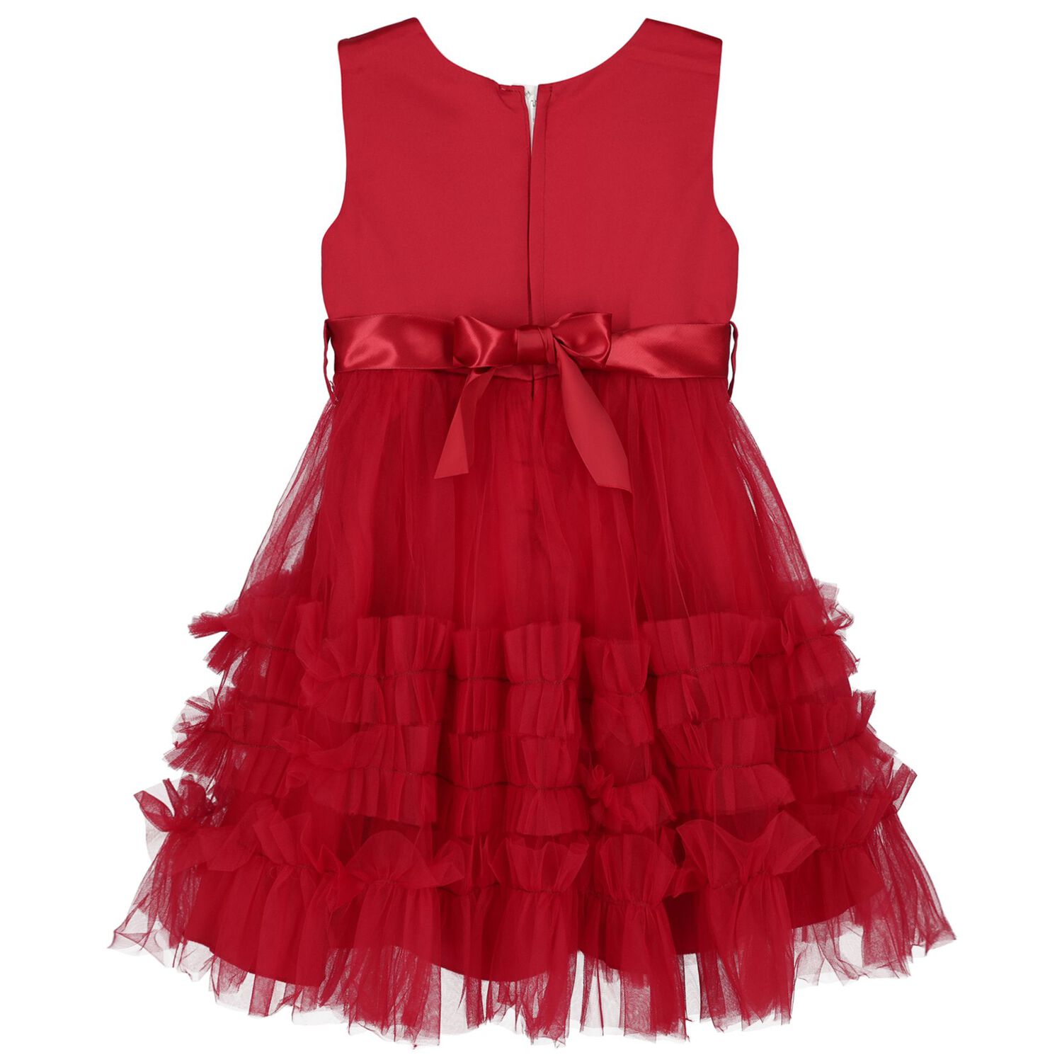 Girls Red Ruffle Tulle Dress, 1, hi-res image number null