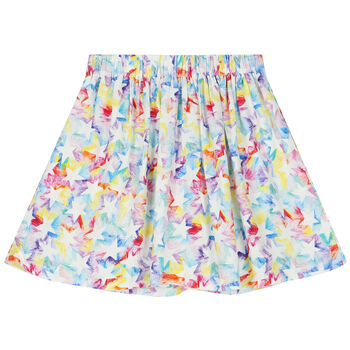 Girls White Star Flared Skirt
