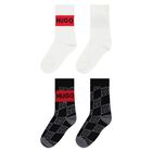 Boys White & Black Logo Socks ( 2-Pack ), 1, hi-res