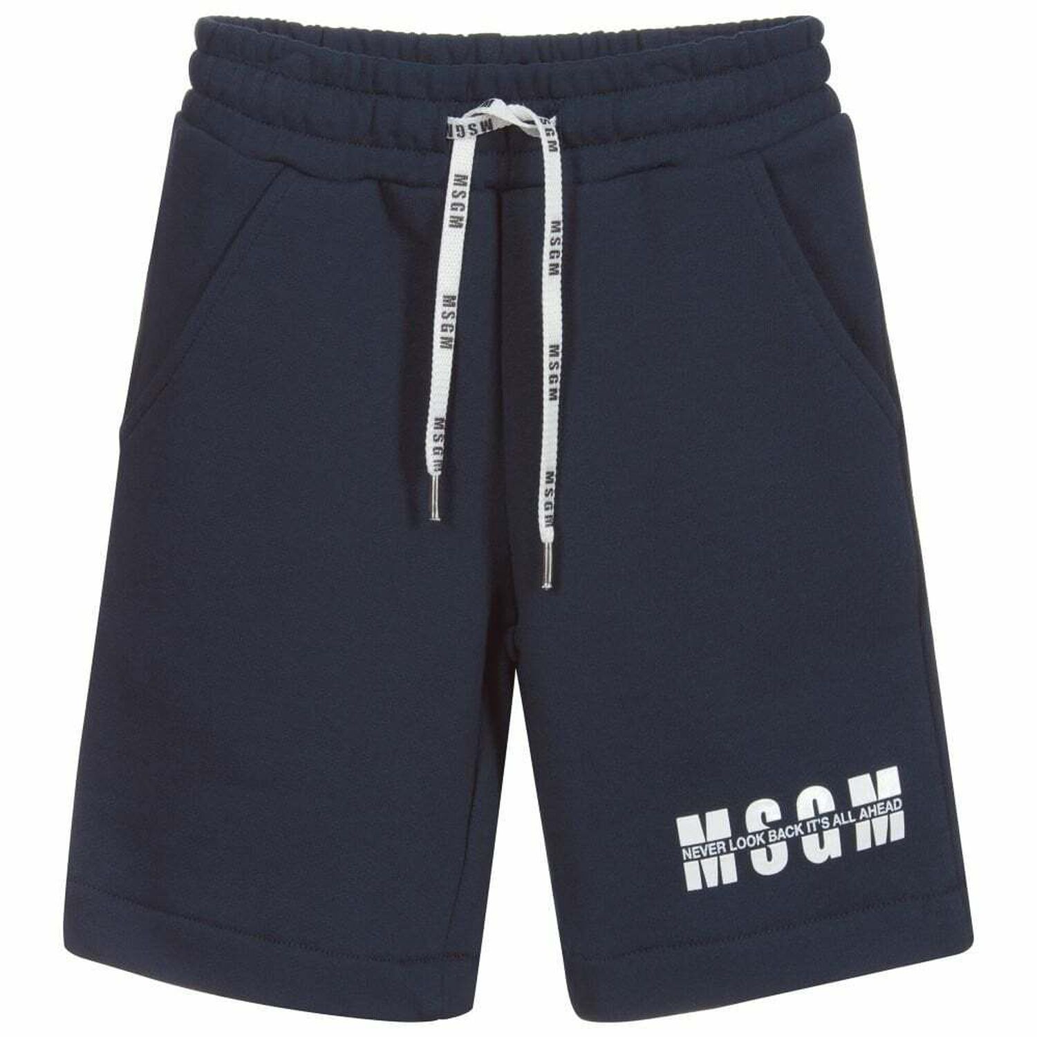 Navy Cotton Logo Shorts, 1, hi-res