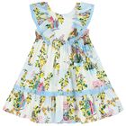 Girls White & Blue Floral Dress, 1, hi-res