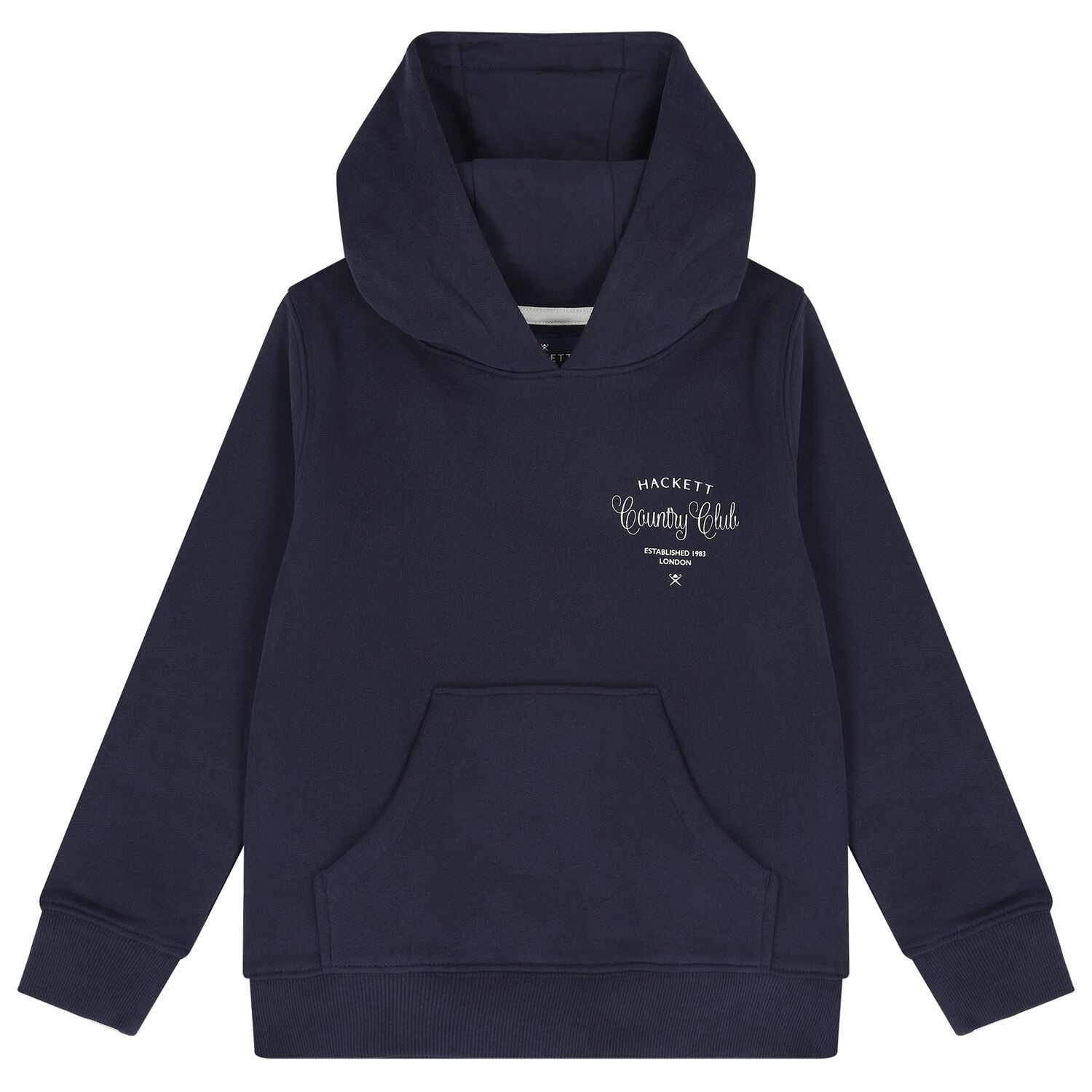 Boys Navy Blue Logo Hooded Top, 1, hi-res