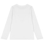 Girls White Logo Long Sleeve Top, 2, hi-res