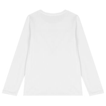 Girls White Logo Long Sleeve Top