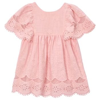 Girls Pink Floral Lace Dress