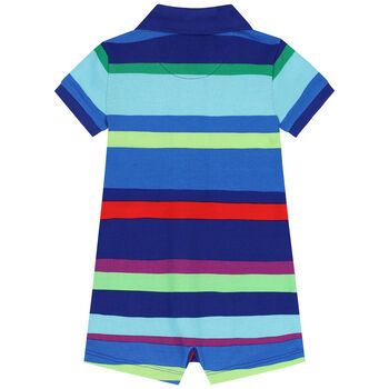 Baby Boys Multi-Colored Striped Logo Polo Romper