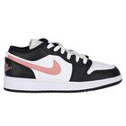 حذاء رياضي منخفض Air Jordan 1 للبنات باللونين الأسود والأبيض والوردي, 5, hi-res