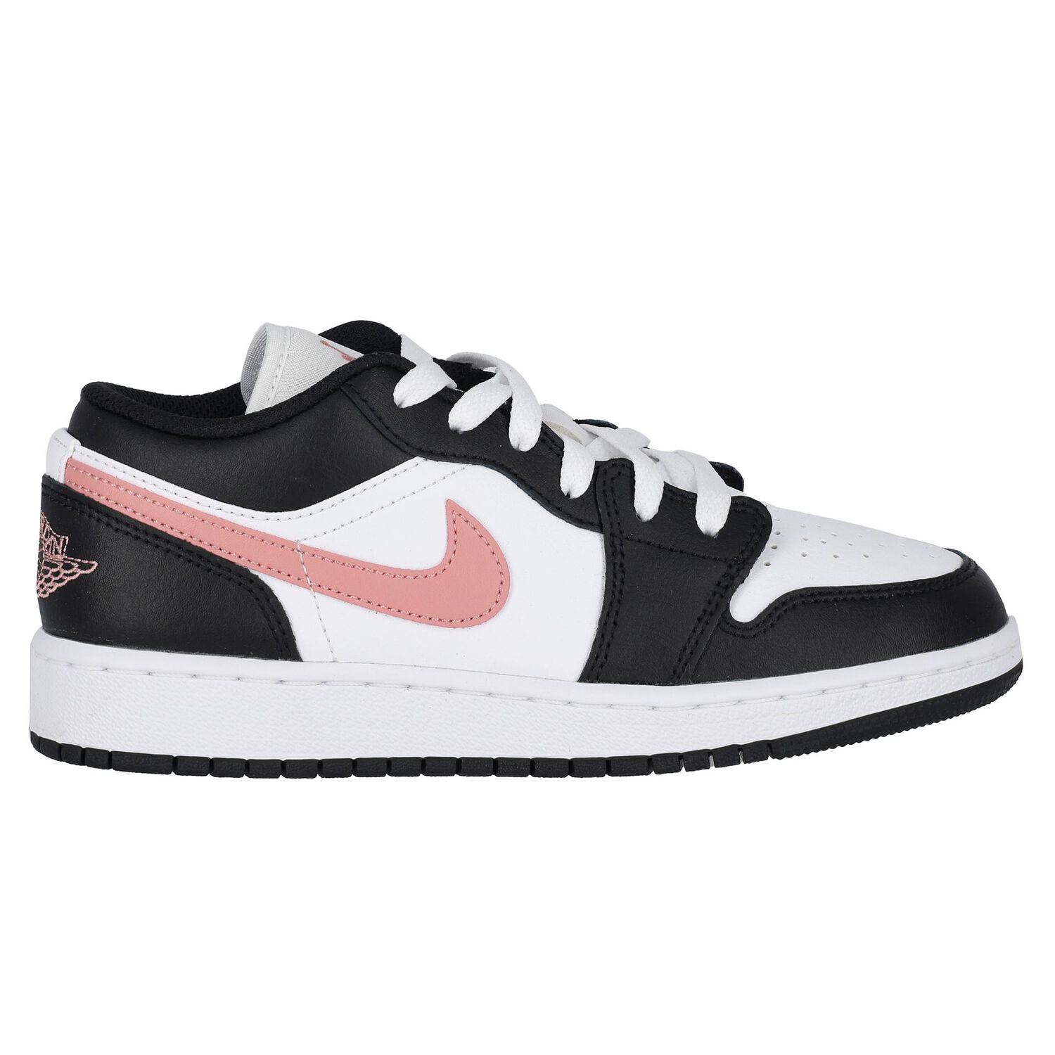 حذاء رياضي منخفض Air Jordan 1 للبنات باللونين الأسود والأبيض والوردي, 5, hi-res image number null