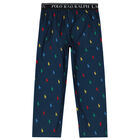 Boys Navy Logo Pyjama Trousers, 1, hi-res