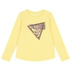 توب بنات بأكمام بالشعار باللون الأصفر , 2, hi-res