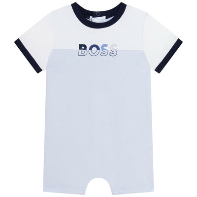 Baby Boys Blue Logo Romper