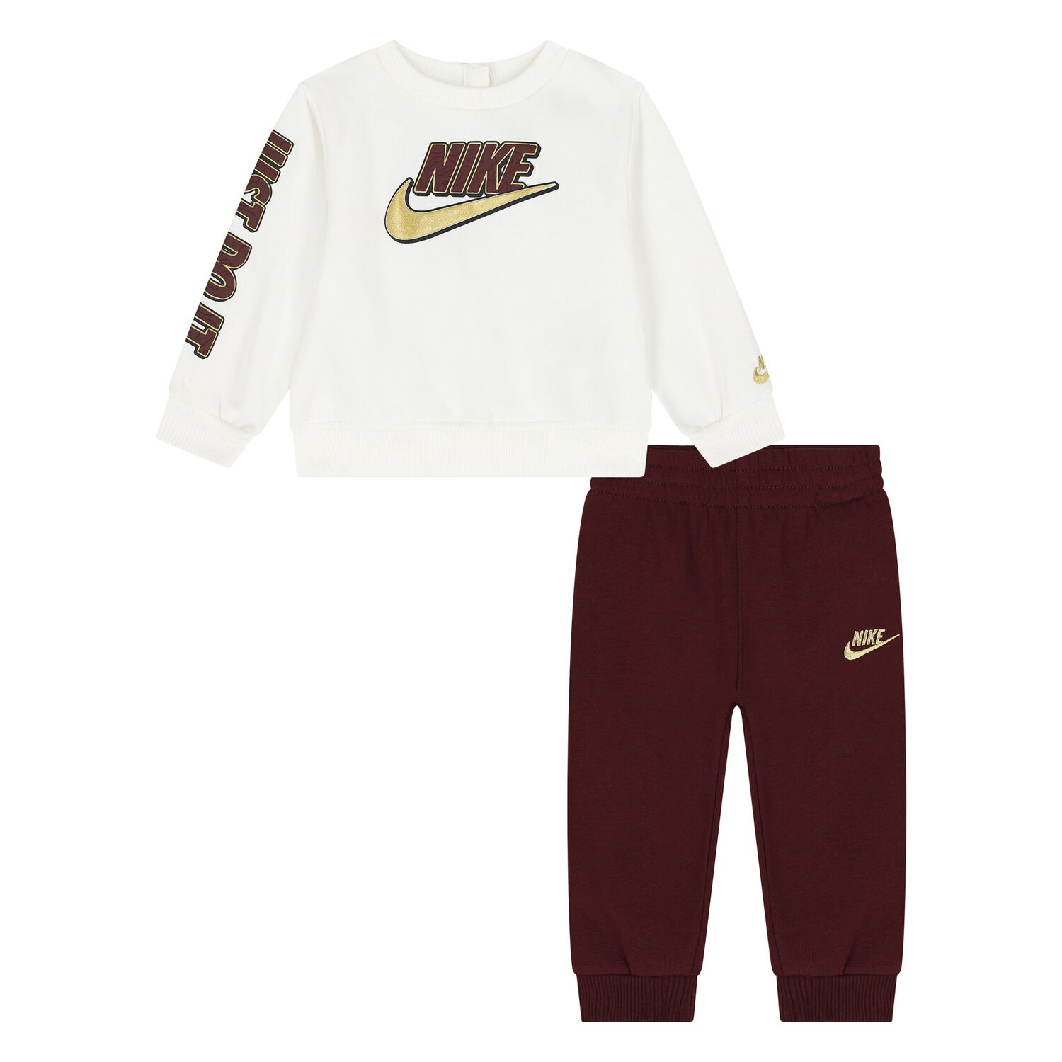 Younger Boys Ivory & Burgundy Logo Tracksuit, 2, hi-res