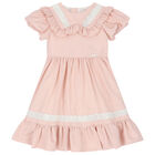 Girls Pink & Ivory Ruffle Dress, 1, hi-res