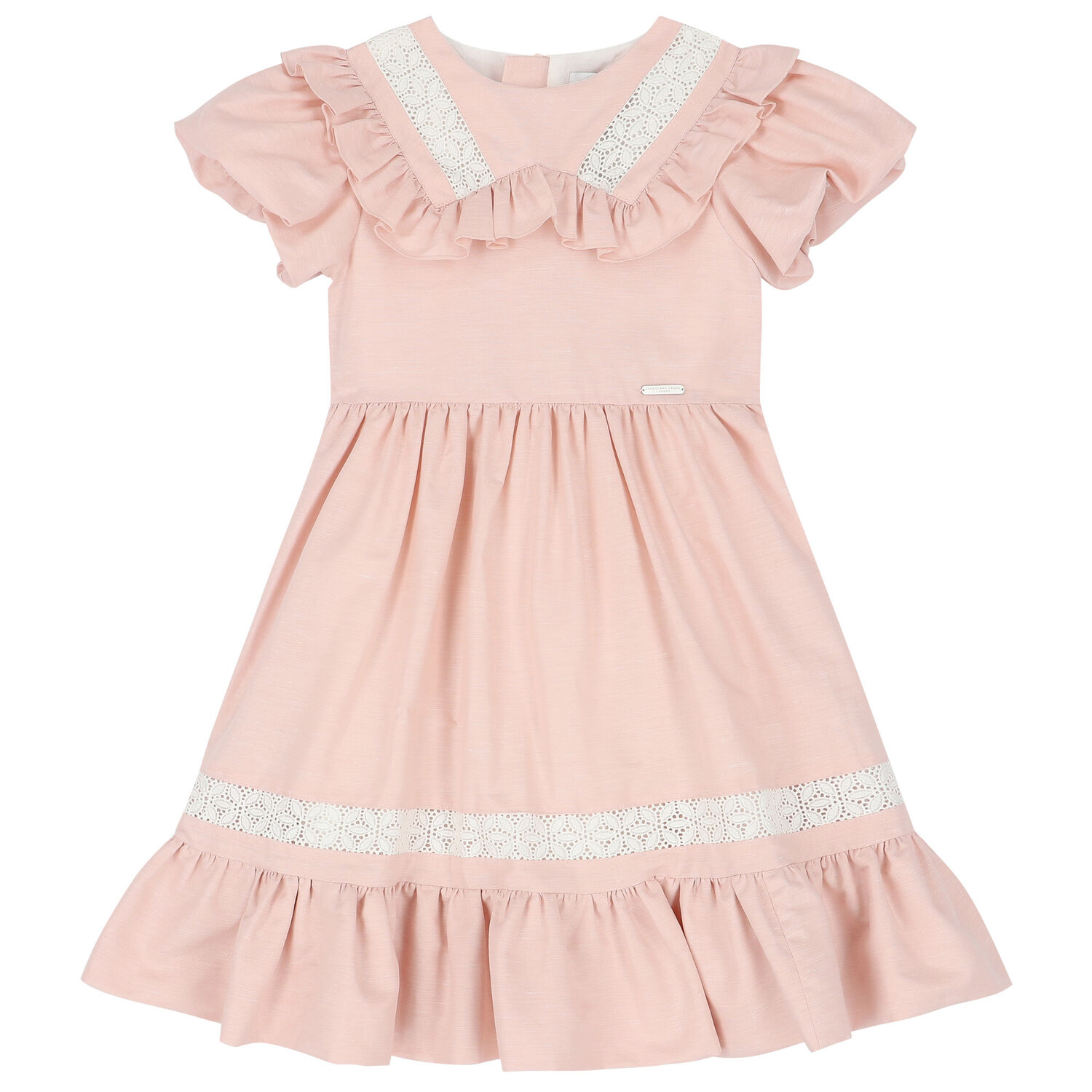 Girls Pink & Ivory Ruffle Dress, 1, hi-res image number null