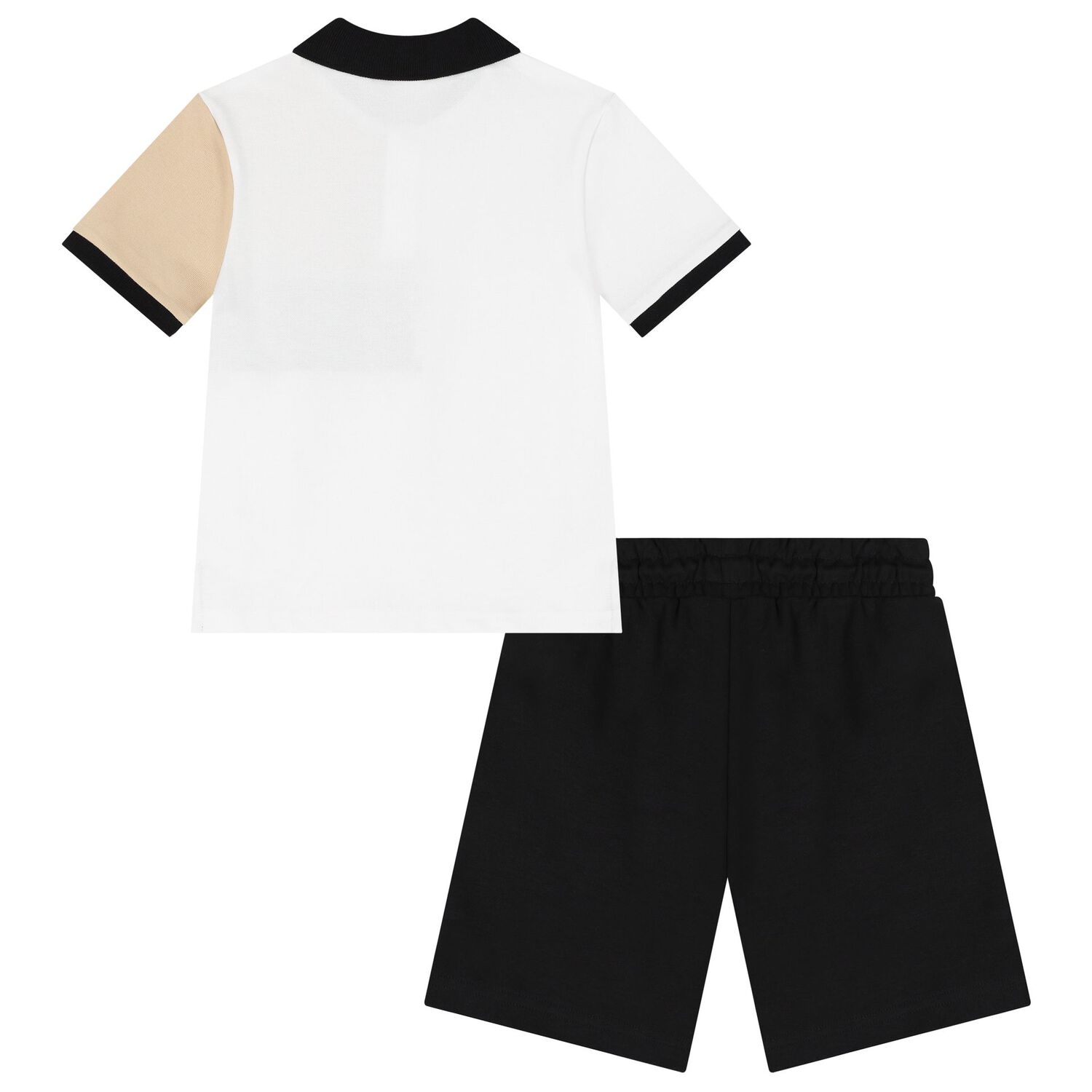 Boys White & Black Logo Shorts Set, 1, hi-res image number null