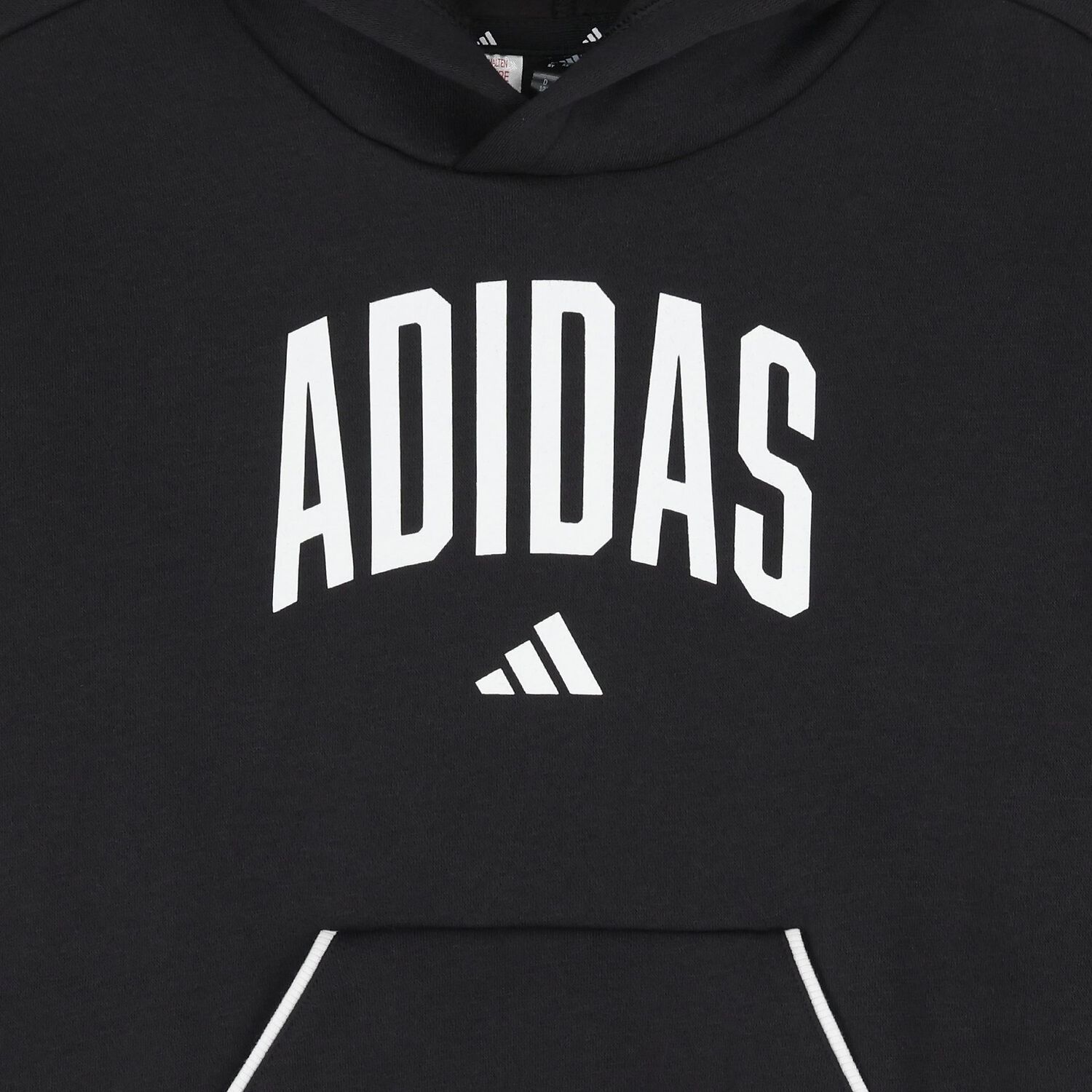 بلوزة بغطاء رأس بالشعار باللون الأسود, 1, hi-res