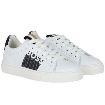 Boys White Logo Trainers