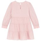 Girls Pink Broderie Anglaise Dress, 1, hi-res