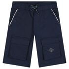 Boys Navy Blue Logo Shorts, 1, hi-res