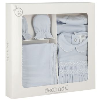 Baby Boys Blue Smocked Babygrow Gift Set