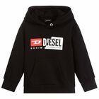Boys Black Logo Hooded Top, 1, hi-res