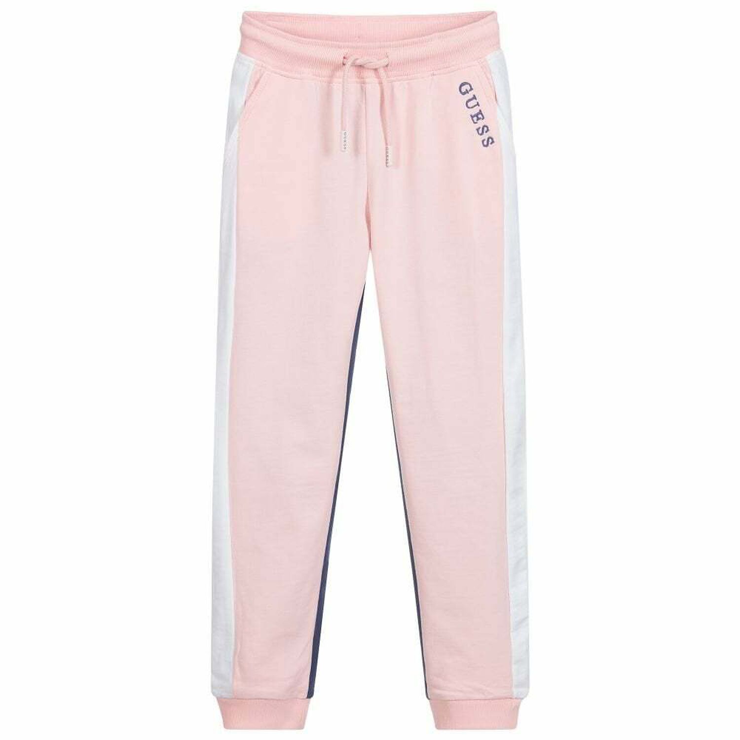 Girls Pink & Navy Logo Joggers, 1, hi-res