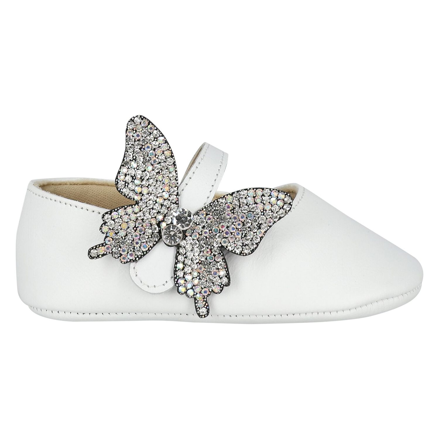 Baby Girls White Butterfly Shoes, 2, hi-res image number null