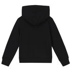 توب هودي بالشعار باللون الأسود للبنات, 1, hi-res