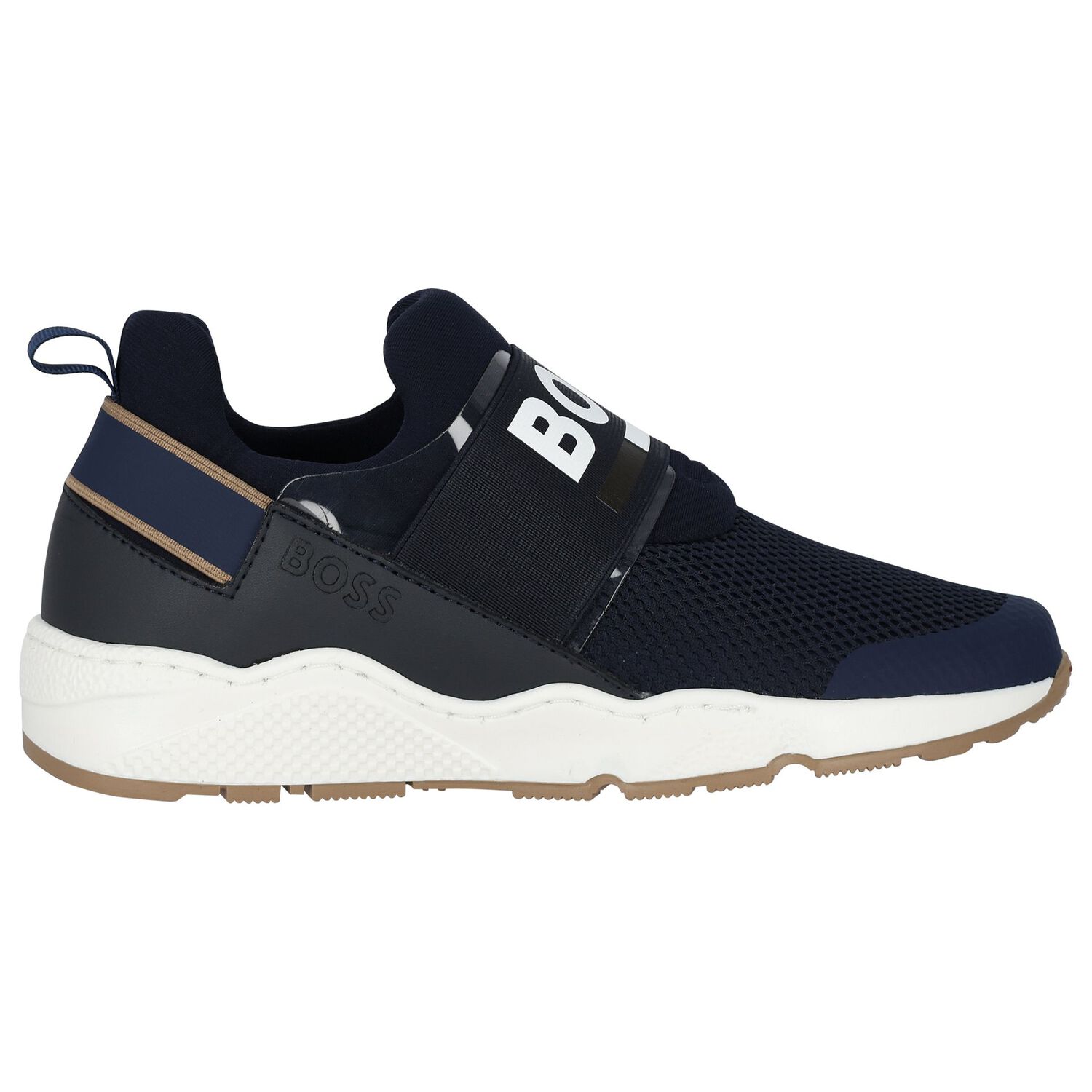 Boys Navy Blue Logo Trainers, 2, hi-res image number null