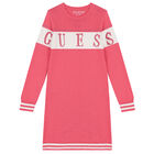 Girls Pink Logo Long Sleeve Sweater Dress, 2, hi-res