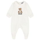White Teddy Bear Logo Babygrow Gift Set, 1, hi-res