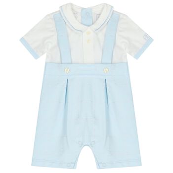 Baby Boys White & Blue Romper